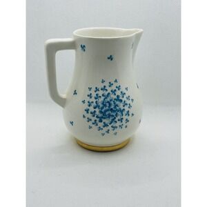 Cavitt-Shaw Blue Floral Creamer Pitcher Blue Shamrock Pattern Gold‎ Rim